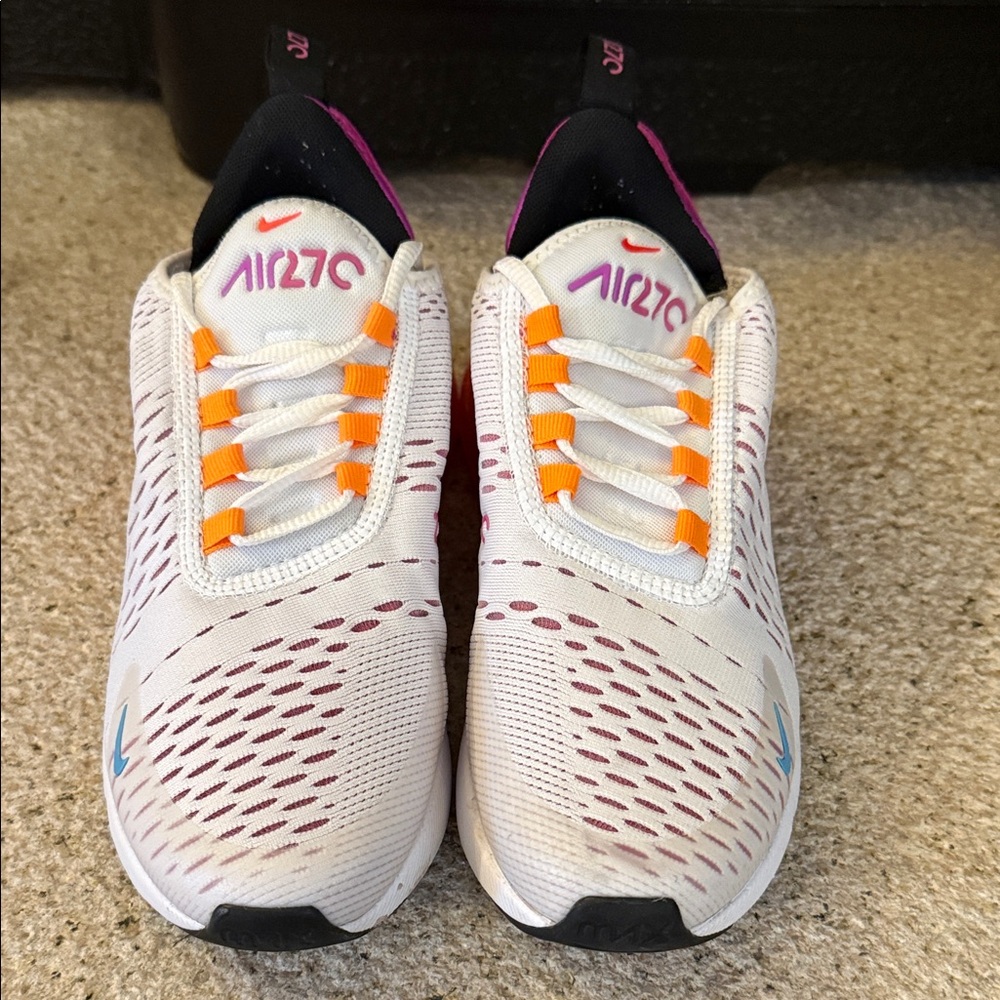 Nike Air Max 270 White Pink Orange Sneakers - Picture 3 of 6